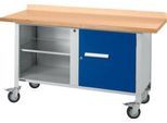 Mobile Werkbank Schäfer Shop Select PWi 150-1, Buche-Dekor Multiplexplatte, bis 400 kg, B 1500 x T 700 x H 840 mm