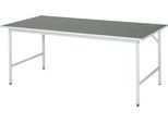 Rau Arbeitstisch Jerry, manuell höhenverstellbar, 25 mm Spanplatte mit Linoleumbelag, bis 300 kg, B 2000 x T 1000 x H 800-850 mm, hellgrau/lichtgrau
