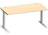 Schäfer Shop Genius Schreibtisch MODENA FLEX, C-Fuß-Rechteckrohr, B 1600 x T 800 mm, Ahorn/weißalu