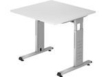 Schreibtisch ULM, C-Fuß, Rechteck, B 800 x T 800 x H 650-850 mm, lichtgrau