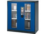 Chemikalienschrank Asecos CS-CLASSIC-G, Flügeltür m. Glasauschnitt, 2 Böden, 1055x520x1105 mm, enzianblau