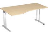Schreibtisch mit Ansatz PALENQUE, C-fuß, Freiform, links, B 1800 x T 1000/800 x H 720 mm, Ahorn-Dekor