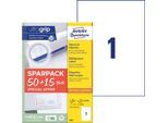 Avery Zweckform Etiketten 6603, universal, ultragrip, geeignet für Inkjet- & Laserdrucker, 210 x 297 mm, 65 Stück/65 A4-Bogen, FSC®-Papier, weiß