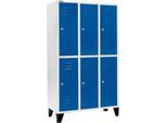 Schäfer Shop Select Kleiderspind, mit 3 x 2 Abteilen, 400 mm, mit Füßen, Zylinderschloss, Tür enzianblau