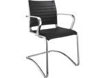 Freischwinger Vanda, Leder, schwarz