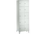 Wertfachschrank 300 mm, 2 Abteile, 10 Fächer, Sicherheitszylinderschloss, Fuß, lichtgrau