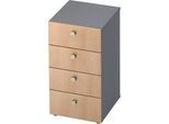 Schubladenschrank TOPAS LINE, 2 OH, B 400 mm, graphit/Eiche-Dekor