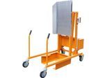 Mülltonnen-Kippstation MKS, für 120 & 240 l Tonnen, Ausschütthöhe 1480 mm, Kippwinkel 135°, bis 110 kg, Rollen, 12 V, RAL 2000