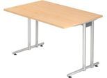 Schreibtisch JENA, C-Fuß, Rechteck, B 1200 x T 800 x H 720 mm, Gestell alusilber, Ahorn-Dekor