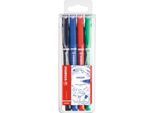 Stabilo Fineliner Sensor, Strichstärke 0,3 mm, metallgefasste Spitze, 4er Etui