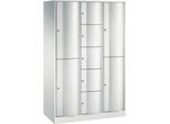 C+P Kombi-Schließfachschrank Resisto, 3 Abteile, 9 Fächer, B 1148 x T 540 x H 1950 mm, Lichtgrau/Lichtgrau