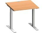 Schäfer Shop Genius Schreibtisch MODENA FLEX, Quadrat, T-Fuß Rechteckrohr, B 800 x T 800 x H 650-850 mm, Buche/weißalu