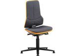 Arbeitsstuhl bimos NEON, Permanentkontakt, Grundmodell ohne Polsterelement, mit Gleitern, Flexband orange