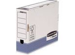 Archivschachteln BANKERS BOX® Serie System, bis A4, Klappdeckel & Beschriftungsfeld, B 85 x T 265 x H 327 mm, FSC®-Recyclingpappe, blau-weiß, 10 Stück