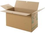 Umzugskarton, 2-wellig, bis 40 kg, Beschriftungsfeld, Doppelgriff-System, Schmetterlingsboden, L 603 x B 295 x H 317 mm, braun