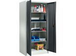 Schäfer Shop Select Materialschrank MSI 2509 S, verstärkte Ausführung, bis 100 kg/Fachboden, B 950 x T 500 x H 1935 mm, lichtgrau/anthrazitgrau