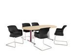Schäfer Shop Select Besprechungstisch Planova Basic, Oval, T-Fuß, B 2000 x T 1000 x H 717 mm, Ahorn/weißaluminium RAL 9006