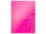 Collegeblock Leitz WOW, Format A4, 80 karierte Blatt, Klarsicht-Tasche, FSC®-zertifiziert, pink