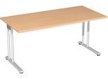 Schreibtisch PALENQUE, C-Fuß, Rechteck, B 1600 x T 800 x H 680-820 mm, Buche