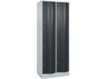 C+P Schließfachschrank Resisto, 2 Abteile, 8 Fächer, B 772 x T 540 x H 1950 mm, Anthrazitgrau/Lichtgrau