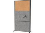 MAUL Stellwandsystem MAULconnecto, Steckmodule, 2x Akustikvlies, 1x Kork, Klettverbindung, auf Rollen, H 1800 x B 1000 mm, anthrazit