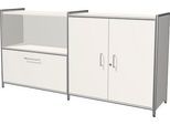 Sideboard Toledo, abschließbar, Schub + Regalfach, 2 OH, Flügeltüren, B 1580 x T 380 mm, weiß