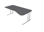 Schreibtisch Toledo, höhenverstellbar, Freiform, Ansatz rechts/links, C-Fuß, B 1950 x T 800/1000 mm, anthrazit
