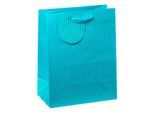 TSI Geschenktüten mittel, Nadelstreifen blau, inkl. Band & Beschriftungsschild, 4 Stück