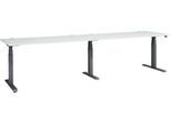 Schäfer Shop Select Schreibtisch ERGO-T 2.0 Big, elektr. höhenverstellbar, Rechteck, T-Fuß, B 3200 x T 800 x H 640-1300 mm, lichtgrau/anthrazit