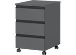Rollcontainer Aalborg, 3 Schubladen, je 10 kg Traglast, Teilauszug, Metallgriff, feststellbar, B 400 x T 500 x H 630 mm, graphit