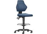 Arbeitsdrehstuhl Allrounder, o. Armlehnen, Permanentkontakt, m. Sitz-Stopp-Rollen, Kunstleder, blau