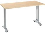 Home Office Tisch Login, C-Fuß, B 1300 x T 650 mm, Ahorn/weißalu