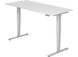 Schreibtisch ULM, elektrisch höhenverstellbar, Rechteck, T-Fuß, B 1800 x T 800 x H 625-1275 mm, weiß/weißalu + Memoryschalter