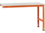 Manuflex Ansatztisch UNIVERSAL Standard, 1500 x 800 mm, Melamin lichtgrau, rotorange