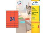 Avery Zweckform Etiketten 3448, 70 x 37 mm, 2400 Stück, rot