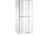 C+P Garderobenspind Resisto, 2 Abteile, 4 Fächer, B 772 x T 640 x H 1950 mm, Verkehrsweiß