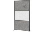 MAUL Stellwandsystem MAULconnecto, 2 x Akustikviles dunkel, 1 x Akustikvlies hell, Klettverbindung, Standfuß, H 1800 x B 1000 mm, anthrazit
