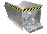 Bauer Kippbehälter GU-E 1500, mit Siebblech & Ablasshahn, öl-/wasserdicht, staplertauglich, B 1280 x T 1640 x H 1090 mm, feuerverzinkt