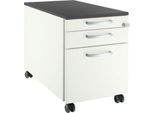 Schäfer Shop Select Rollcontainer 126, 1 Utensilienauszug, 1 Hängeregistratur-Auszug, 1 Schublade, Griff rund, B 435 x T 765 x H 577 mm, weiß/graphit