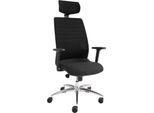 Schäfer Shop Select Bürostuhl SSI Proline Edition 10, mit Armlehnen, Punktsynchronmechanik, Bandscheibensitz, Kopfstütze, schwarz / alusilber