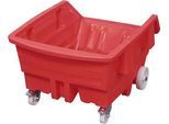 Kippwagen, Polyethylen, rot, B 960 x T 1440 x H 825 mm, 500 l, Schüttkanthöhe 460 mm, bis 150 kg