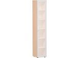 Aktenschrank ALICANTE, 6 Ordnerhöhen, 5 Böden, Glastür rechts, B 400 x T 400 x H 2160 mm, Buche-Dekor