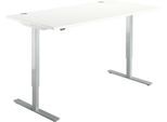 Schäfer Shop Select Schreibtisch Start Off, elektrisch höhenverstellbar, Rechteck, T-Fuß, B 1600 x T 800 x H 755-1255 mm, weiß/weißaluminium