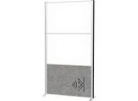 MAUL Stellwandsystem MAULconnecto, 1 x Akustikvlies dunkel, 2 x Whiteboard, Klettverbindung, Standfuß, H 1800 x B 1000 mm, silber