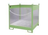 Fass-Stapelpalette Bauer FSP-4 G, Spritzschutzwand 3-seitig, Kap. 4 x 200 l Fässer, grün