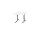 Schäfer Shop Select Besprechungstisch Planova Basic, Quadrat, T-Fuß, B 1000 x T 1000 x H 717 mm, weiß/weißaluminium RAL 9006