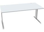 Schäfer Shop Pure Schreibtisch PLANOVA BASIC, Rechteck, C-Fuß, B 1600 x T 800 x H 717 mm, lichtgrau/weiß + Kabelkanal