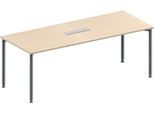 Schäfer Shop Genius Konferenztisch MODENA FLEX, 6-fach Anschluss, Rechteck, 4-Fuß Rundrohr, B 2000 x T 800 x H 720-840 mm, Ahorn/weißalu