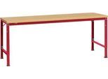 Manuflex Grundtisch UNIVERSAL Spezial, 2000 x 1000 mm, Multiplex natur, rubinrot
