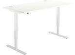 Schreibtisch Start Off, elektrisch höhenverstellbar, Rechteck, T-Fuß, B 1600 x T 800 x H 755-1255 mm, weiß
